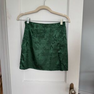 Vintage Green Silk Floral Skirt